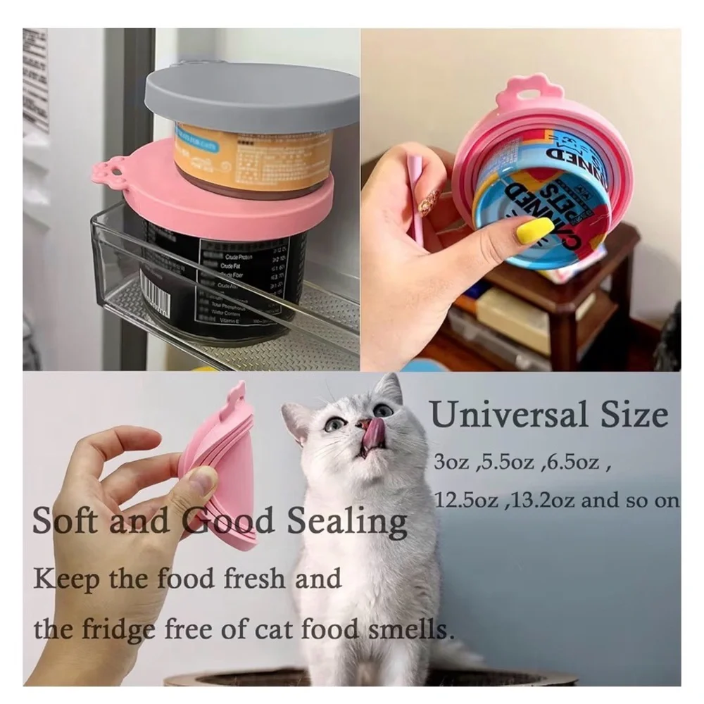 4~Pet Paw Silicone Cat Bowl Set-Pink&Gray Multi-use Opener, Cute Paw Shape Spoon